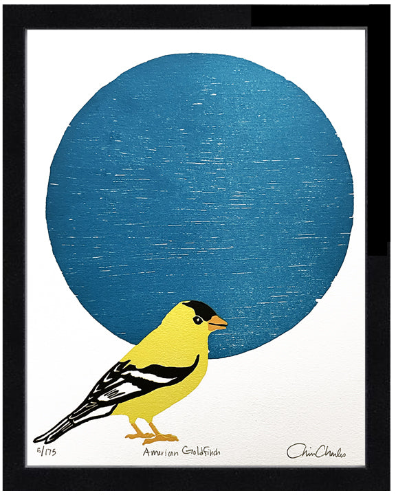 American Goldfinch Fine Art Linoleum Block Print
