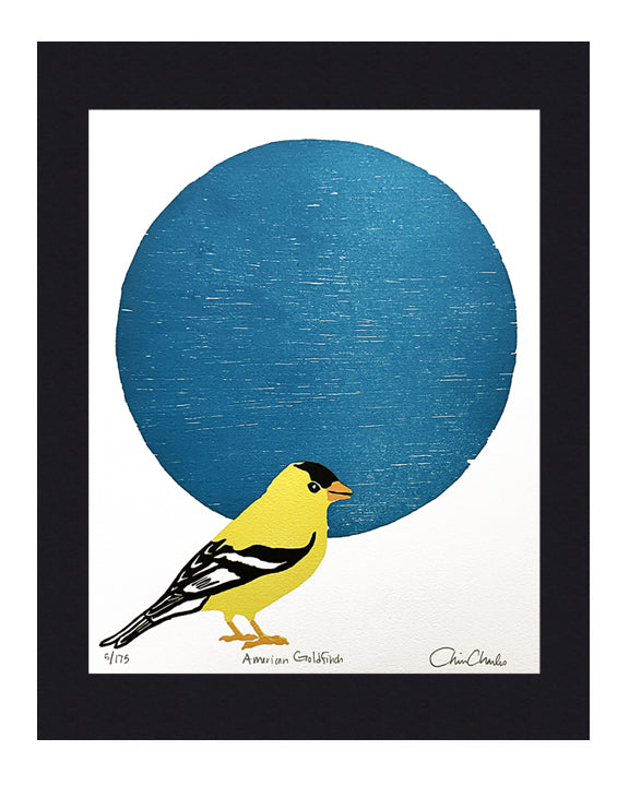 American Goldfinch Fine Art Linoleum Block Print