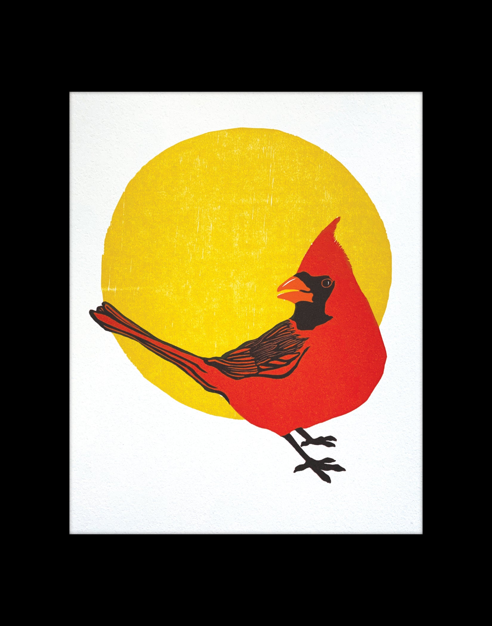 Northern Cardinal fine art linoleum block letterpress print
