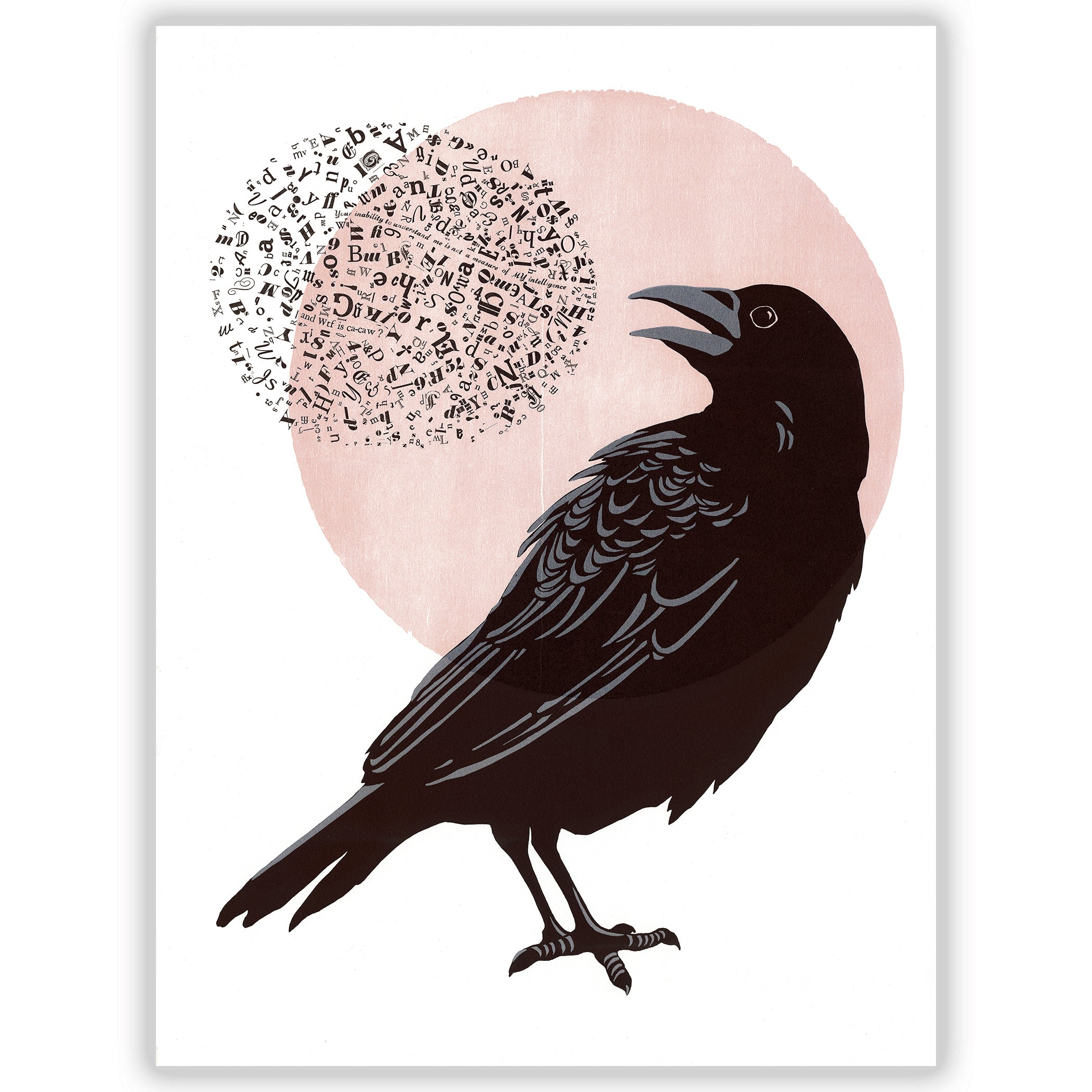 American Crow • Letterpress and Linocut Print