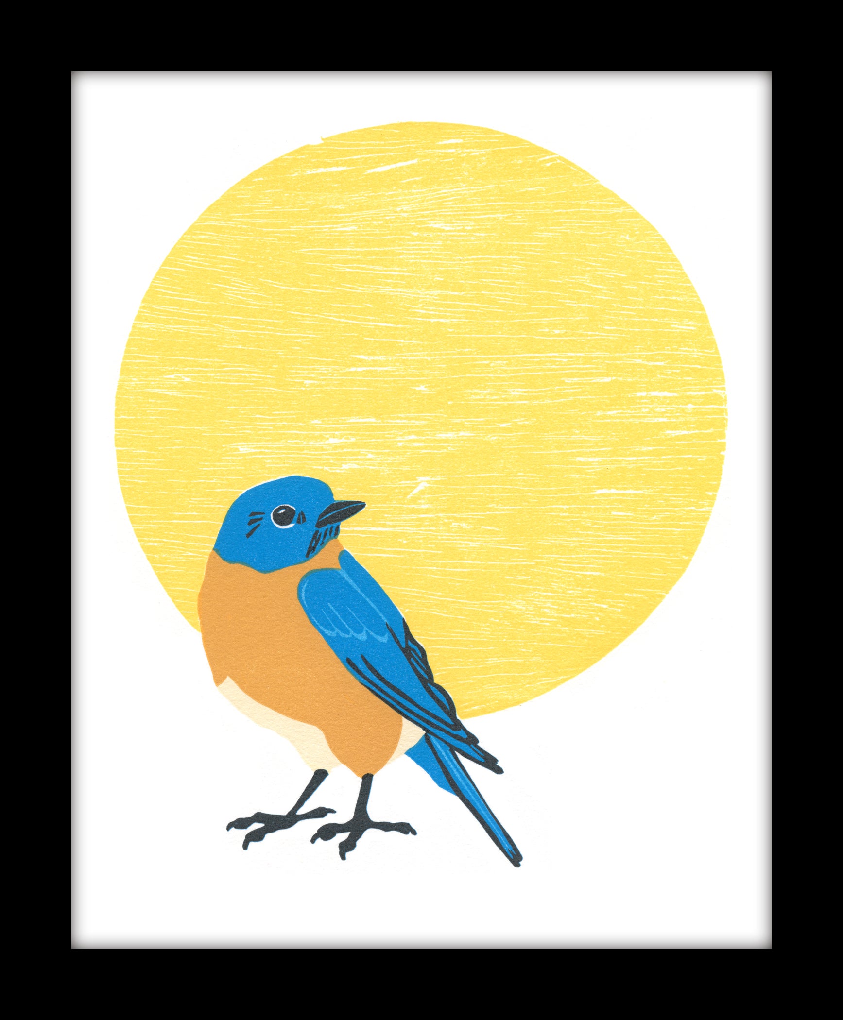 Eastern Bluebird Fine Art Linoleum Block Print