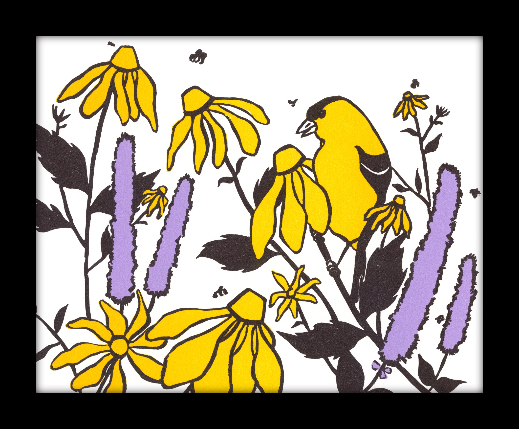 Garden Goldfinch • Letterpress and Linocut Fine Art Print