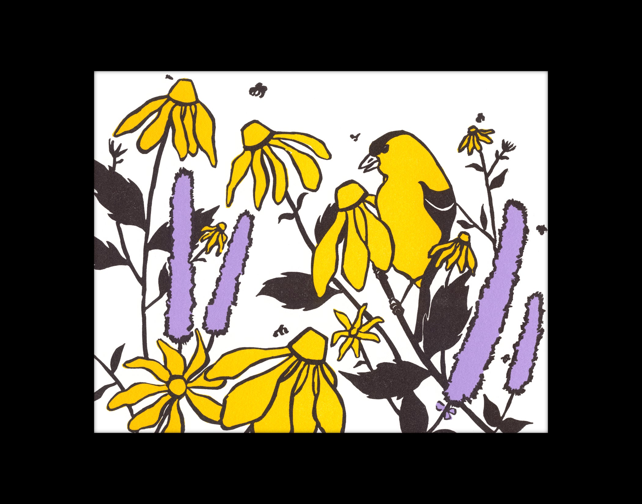 Garden Goldfinch • Letterpress and Linocut Fine Art Print