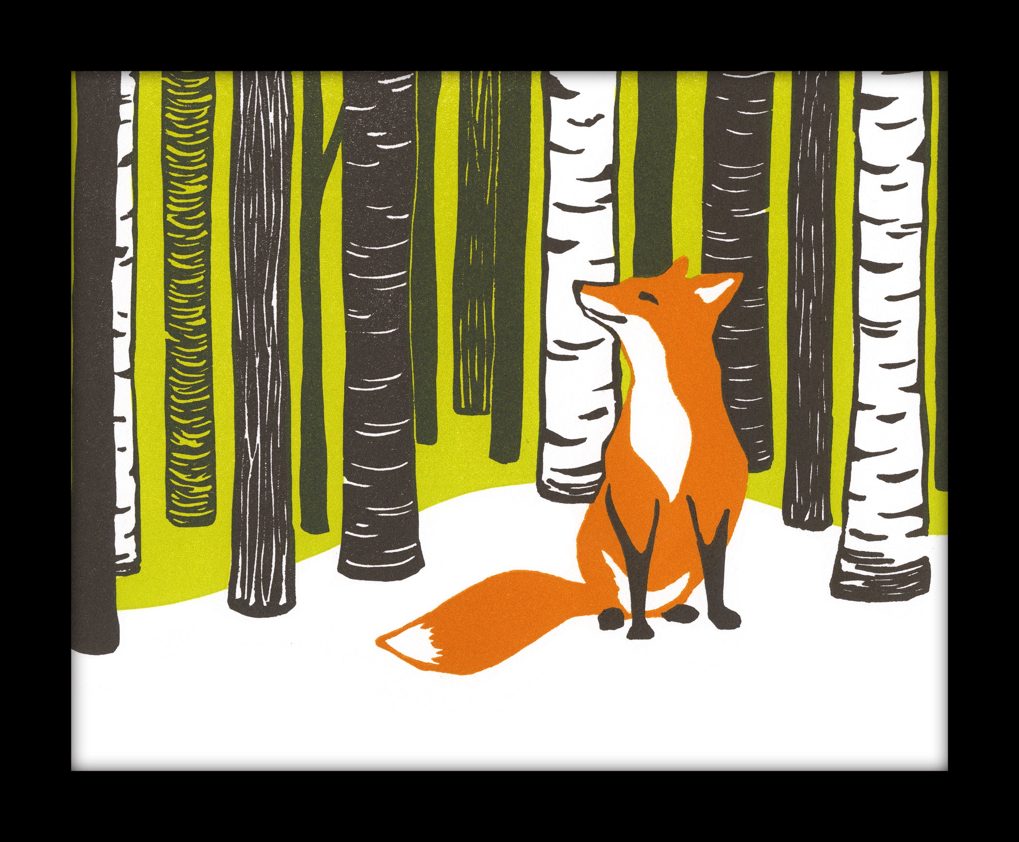Winter Fox, Spring Fox, Four Seasons in the Woods• Letterpress and Linocut Fine Art Print