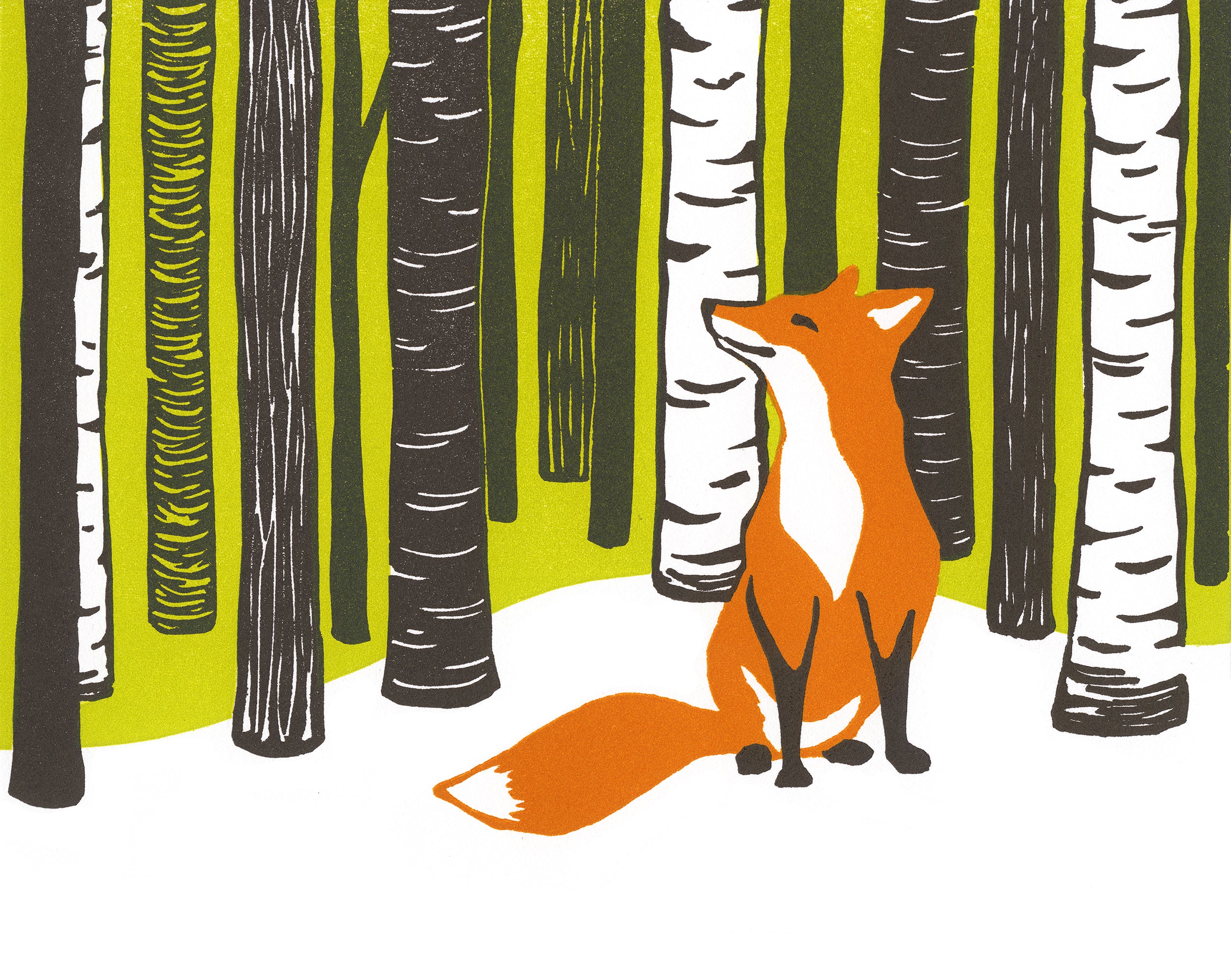 Winter Fox, Spring Fox, Four Seasons in the Woods• Letterpress and Linocut Fine Art Print