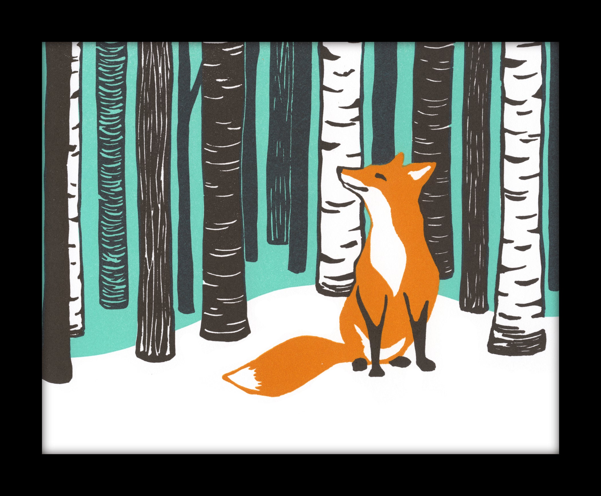 Winter Fox, Spring Fox, Four Seasons in the Woods• Letterpress and Linocut Fine Art Print