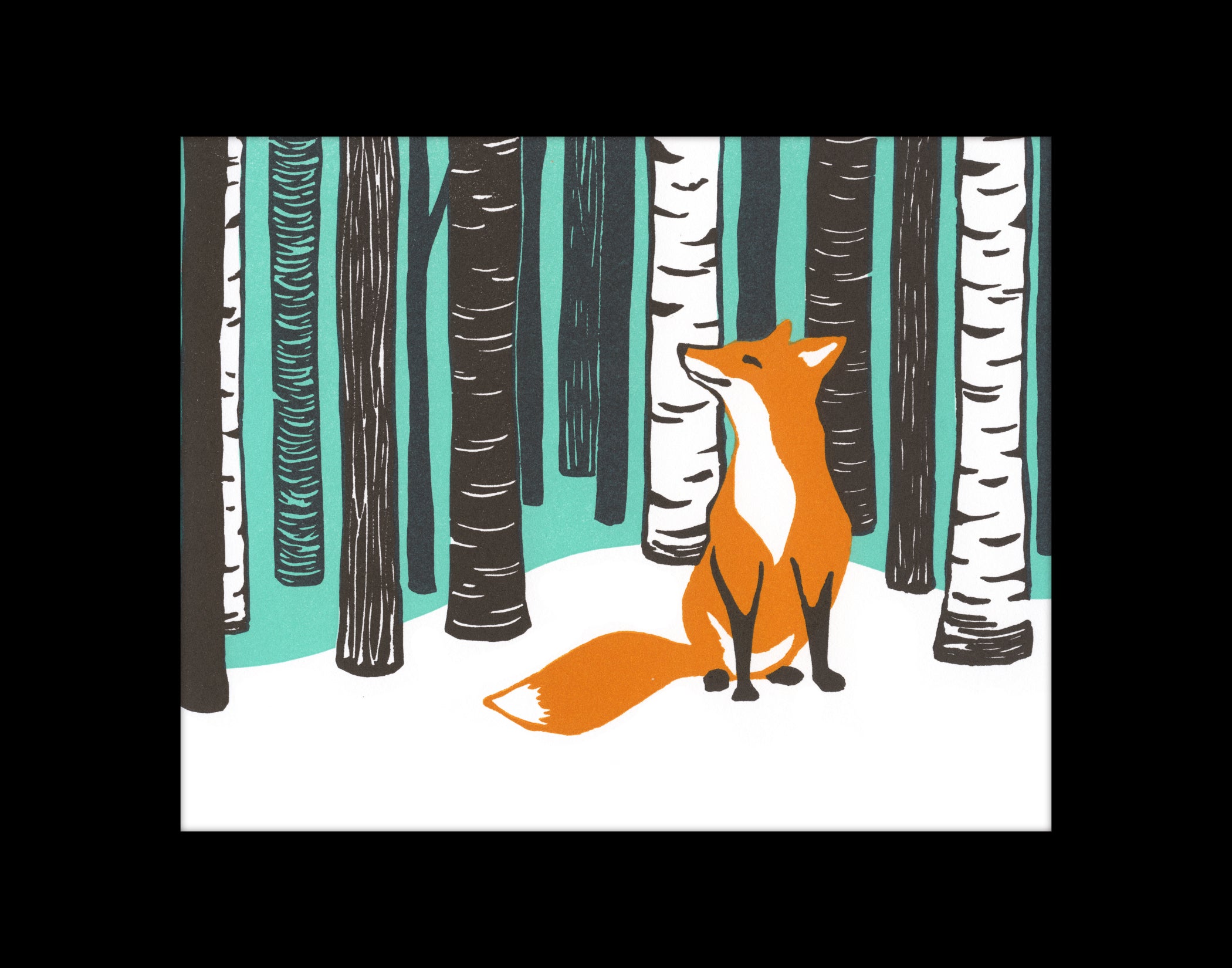 Winter Fox, Spring Fox, Four Seasons in the Woods• Letterpress and Linocut Fine Art Print