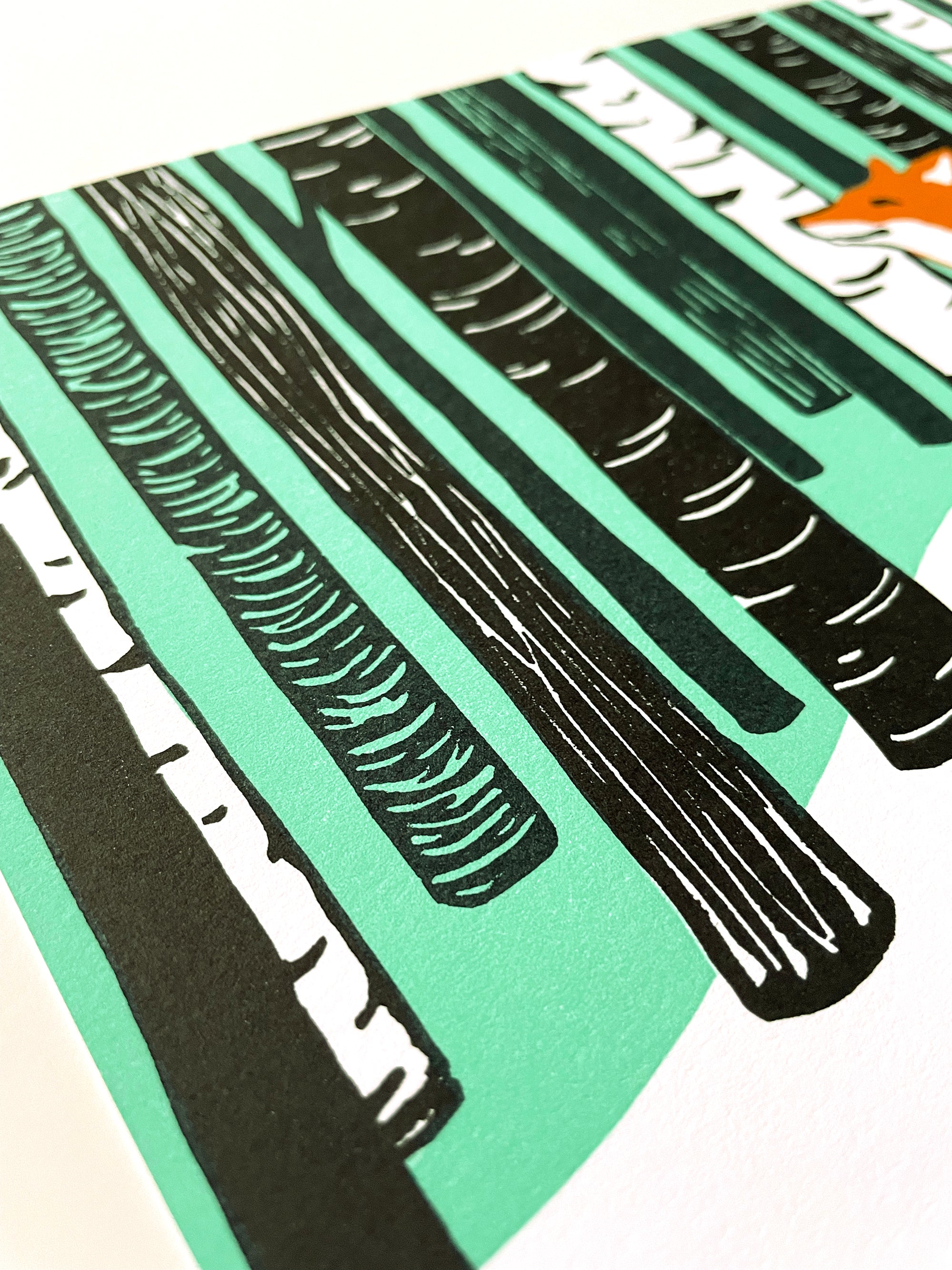 Winter Fox, Spring Fox, Four Seasons in the Woods• Letterpress and Linocut Fine Art Print