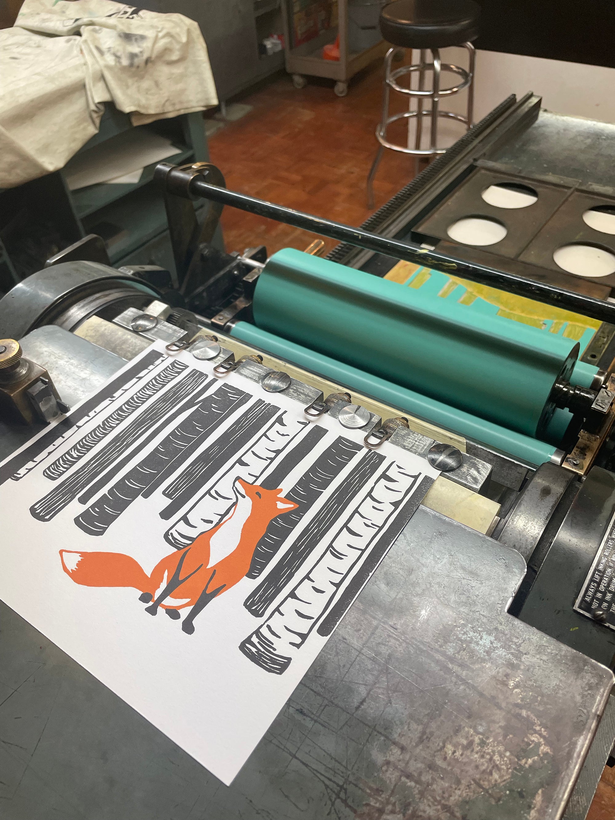 Winter Fox, Spring Fox, Four Seasons in the Woods• Letterpress and Linocut Fine Art Print