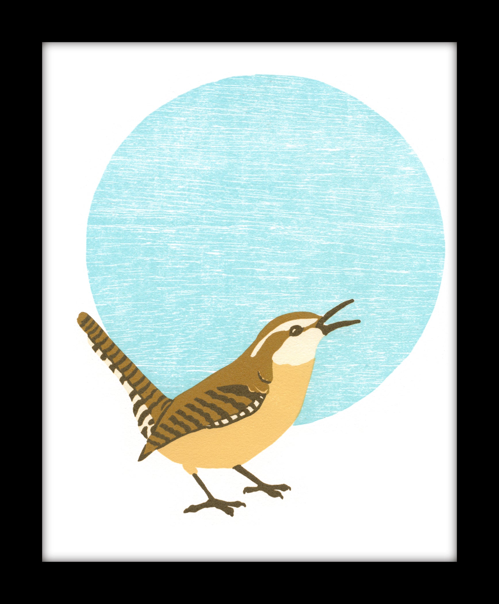 Carolina Wren Fine Art Linoleum Block Print