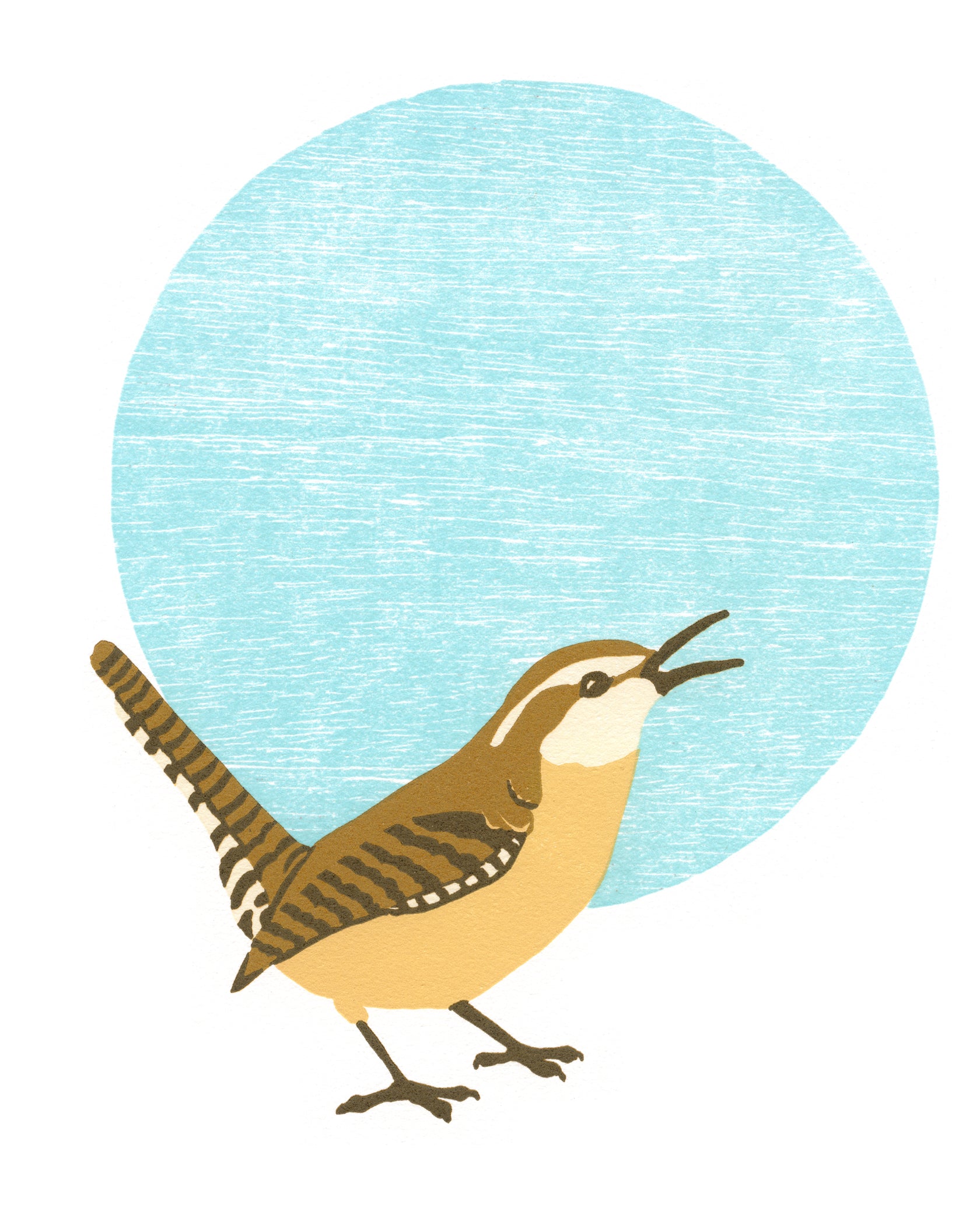 Carolina Wren Fine Art Linoleum Block Print