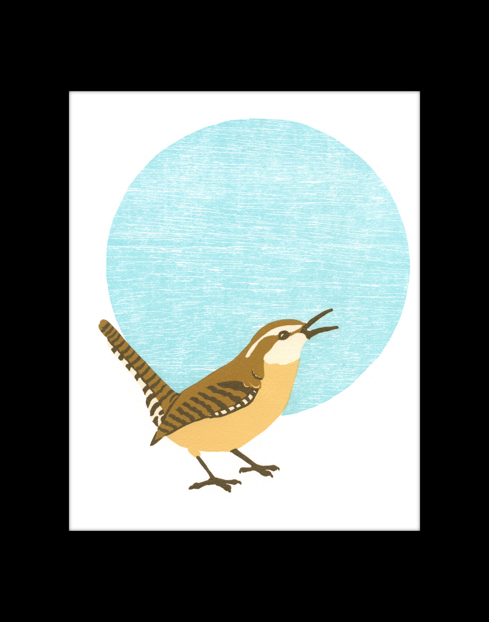 Carolina Wren Fine Art Linoleum Block Print