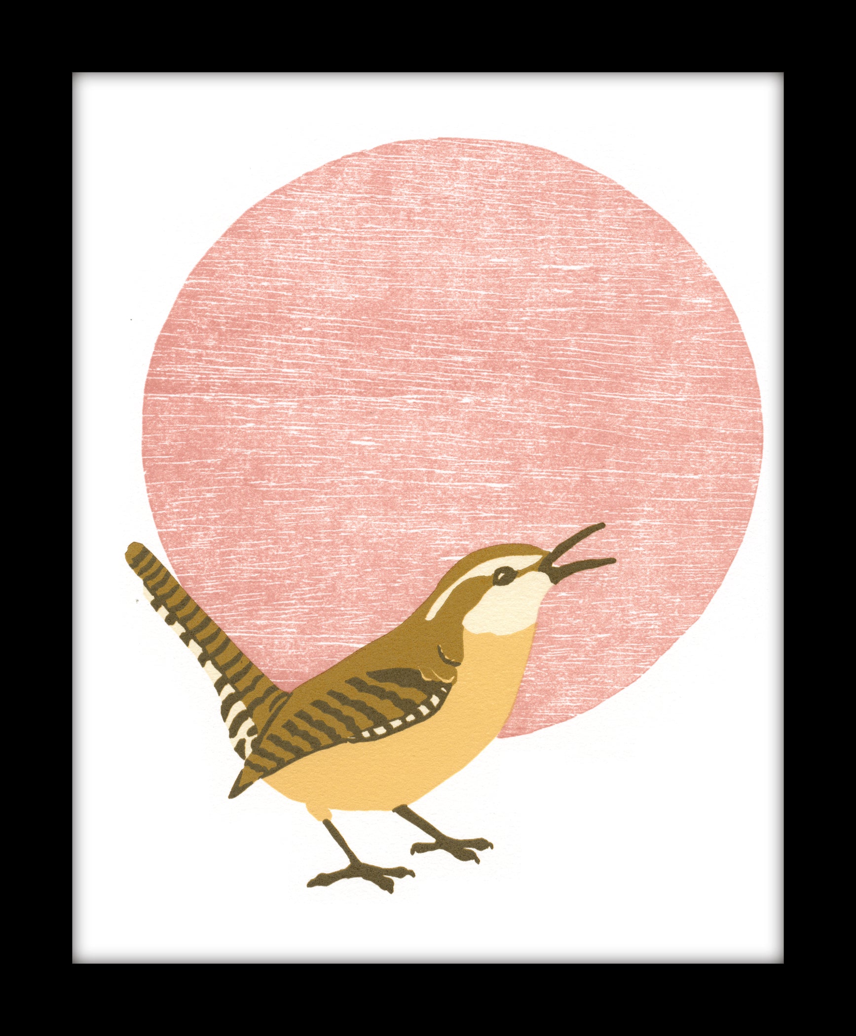 Carolina Wren Fine Art Linoleum Block Print