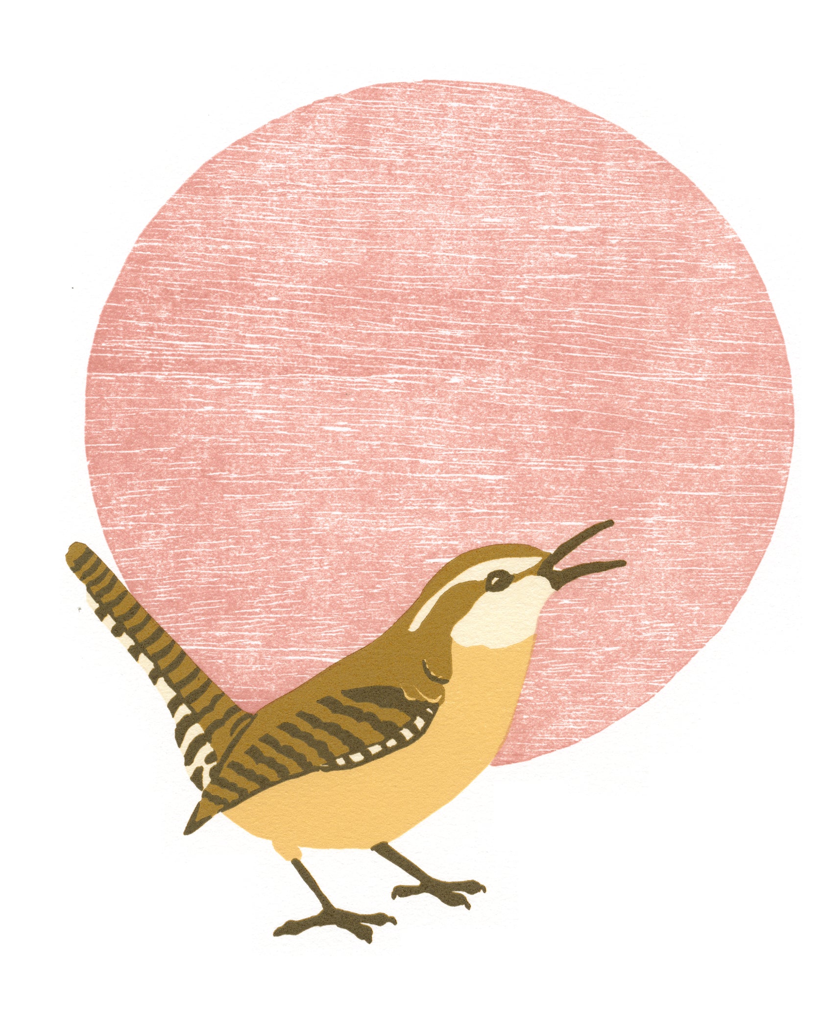 Carolina Wren Fine Art Linoleum Block Print