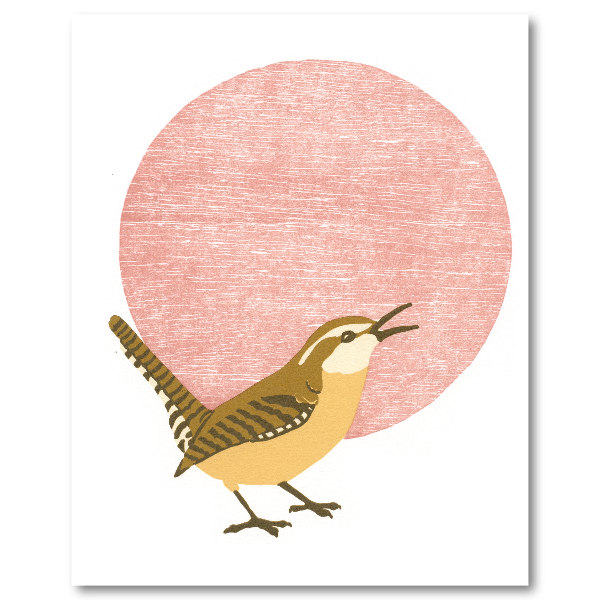 Carolina Wren Fine Art Linoleum Block Print