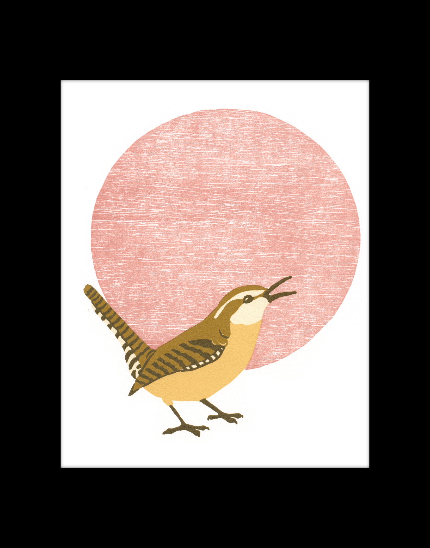 Carolina Wren Fine Art Linoleum Block Print