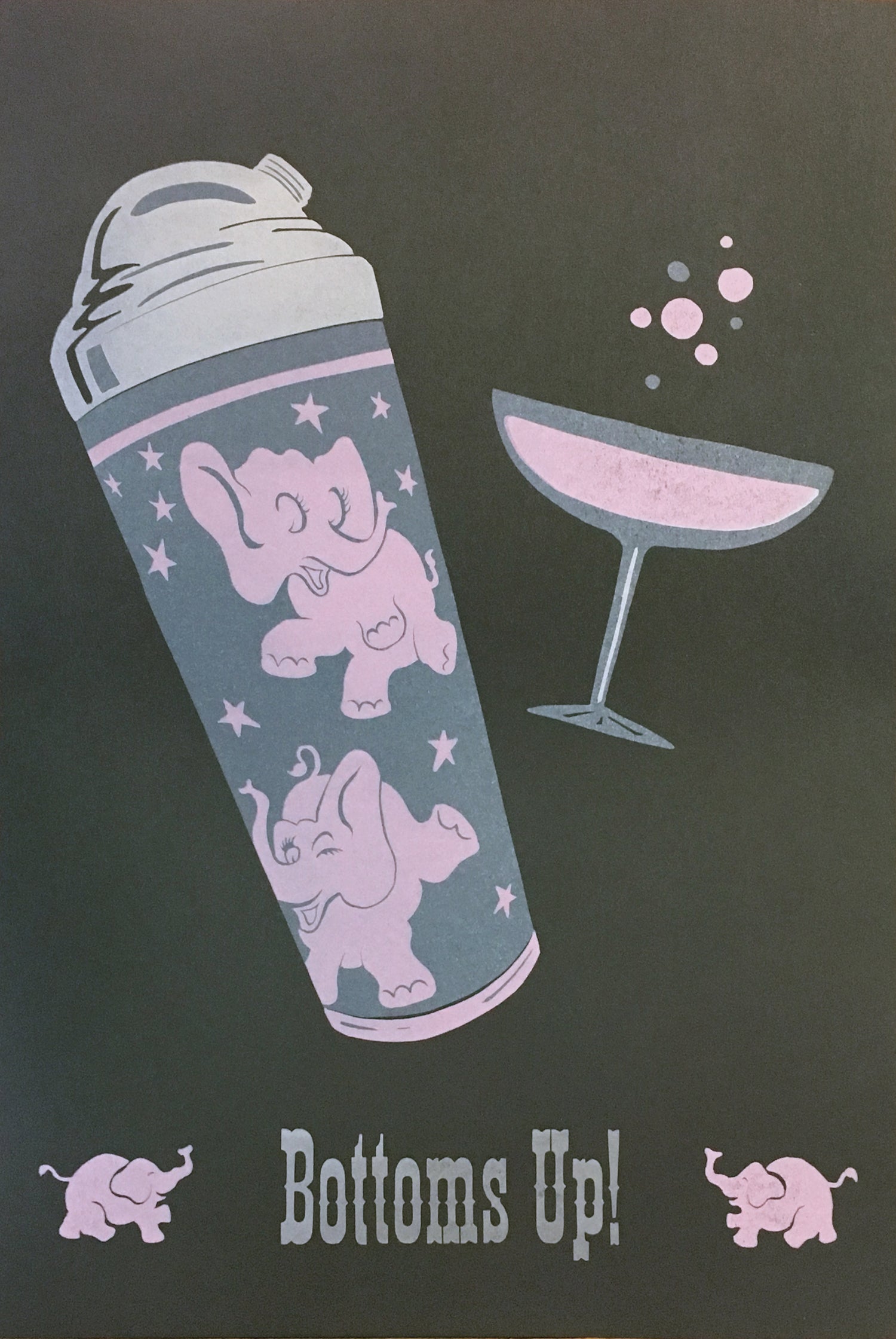 Bottoms Up! Letterpress art print