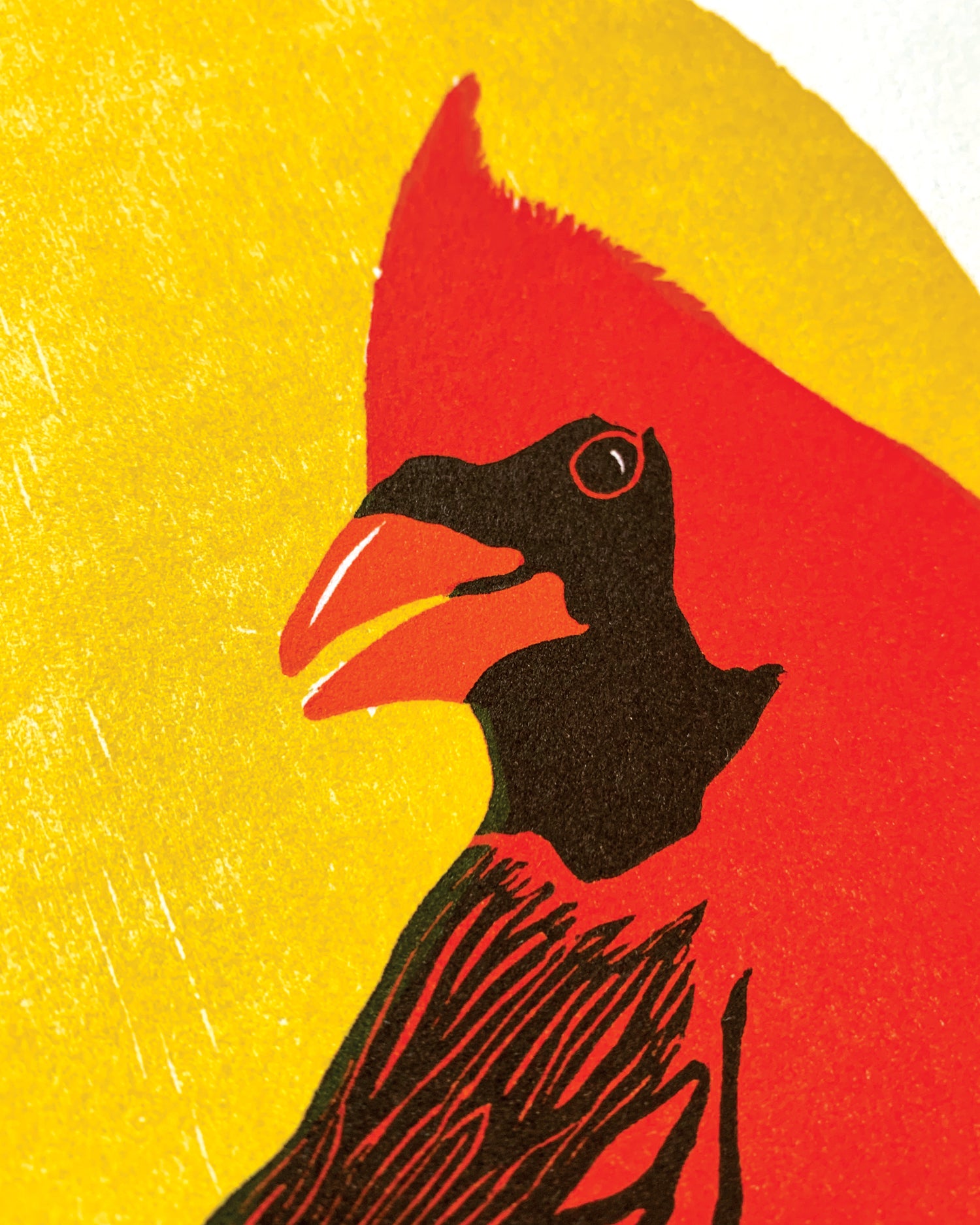 Northern Cardinal fine art linoleum block letterpress print
