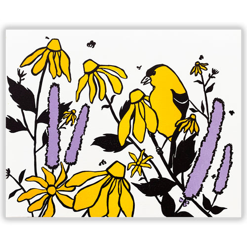 Garden Goldfinch • Letterpress and Linocut Fine Art Print