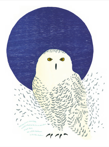 Limited edition handmade Linocut print. Owl in Winter shops