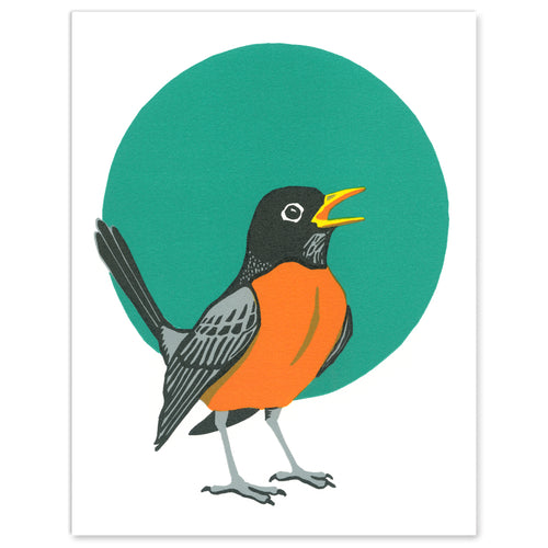 American Robin Fine Art Linoleum Block Print