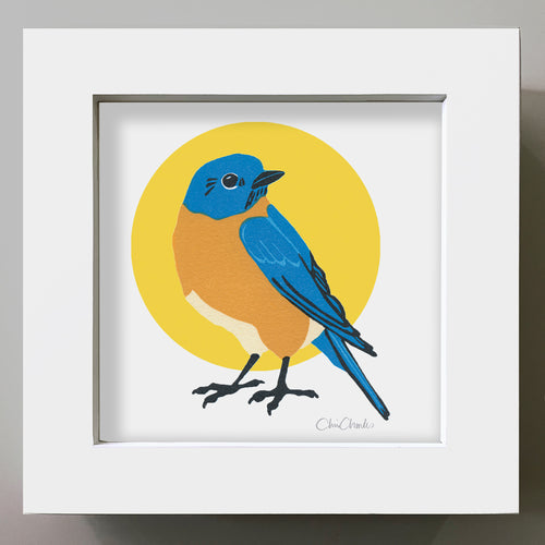 EASTERN BLUEBIRD Framed Mini Bird Reproduction 4"x4"