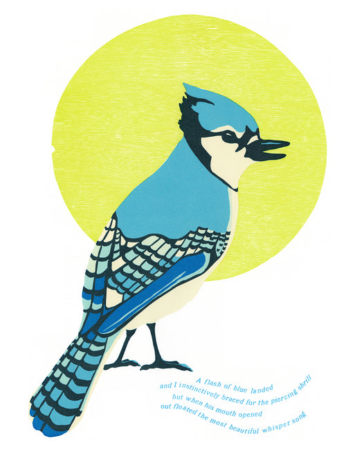 Blue Jay • Letterpress and Linocut Print