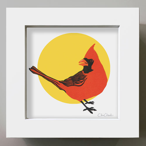 CARDINAL Framed Mini Bird Reproduction 4"x4"
