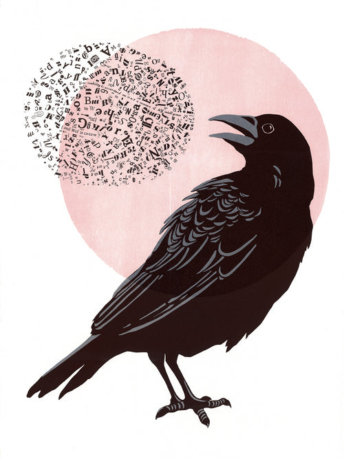 American Crow • Letterpress and Linocut Print