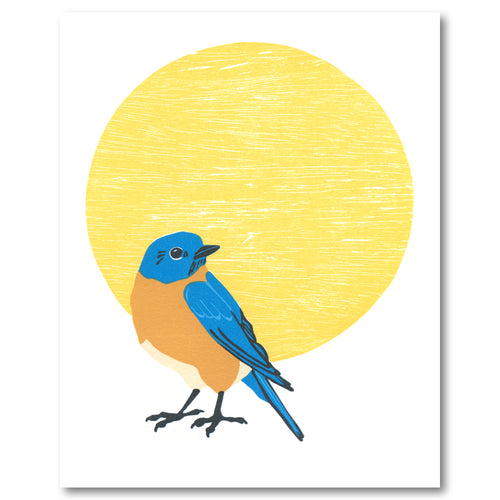 Eastern Bluebird Fine Art Linoleum Block Print