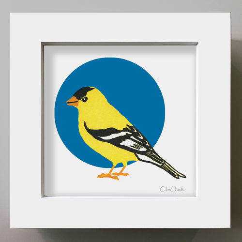 AMERICAN GOLDFINCH Framed Mini Bird Reproduction 4"x4"