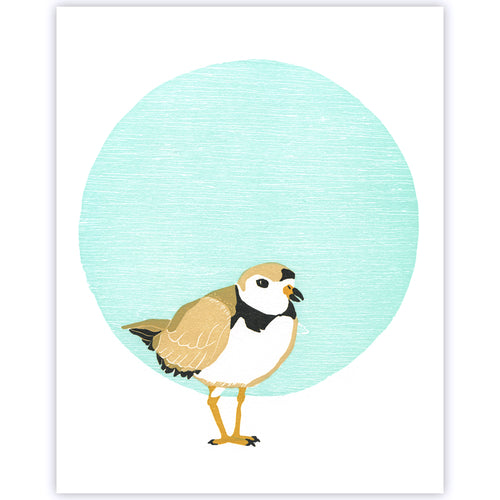 Piping Plover Fine Art Linoleum Block Print
