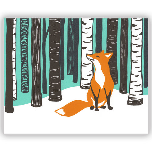 Winter Fox, Spring Fox, Four Seasons in the Woods• Letterpress and Linocut Fine Art Print