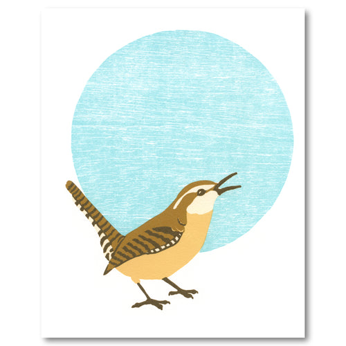 Carolina Wren Fine Art Linoleum Block Print