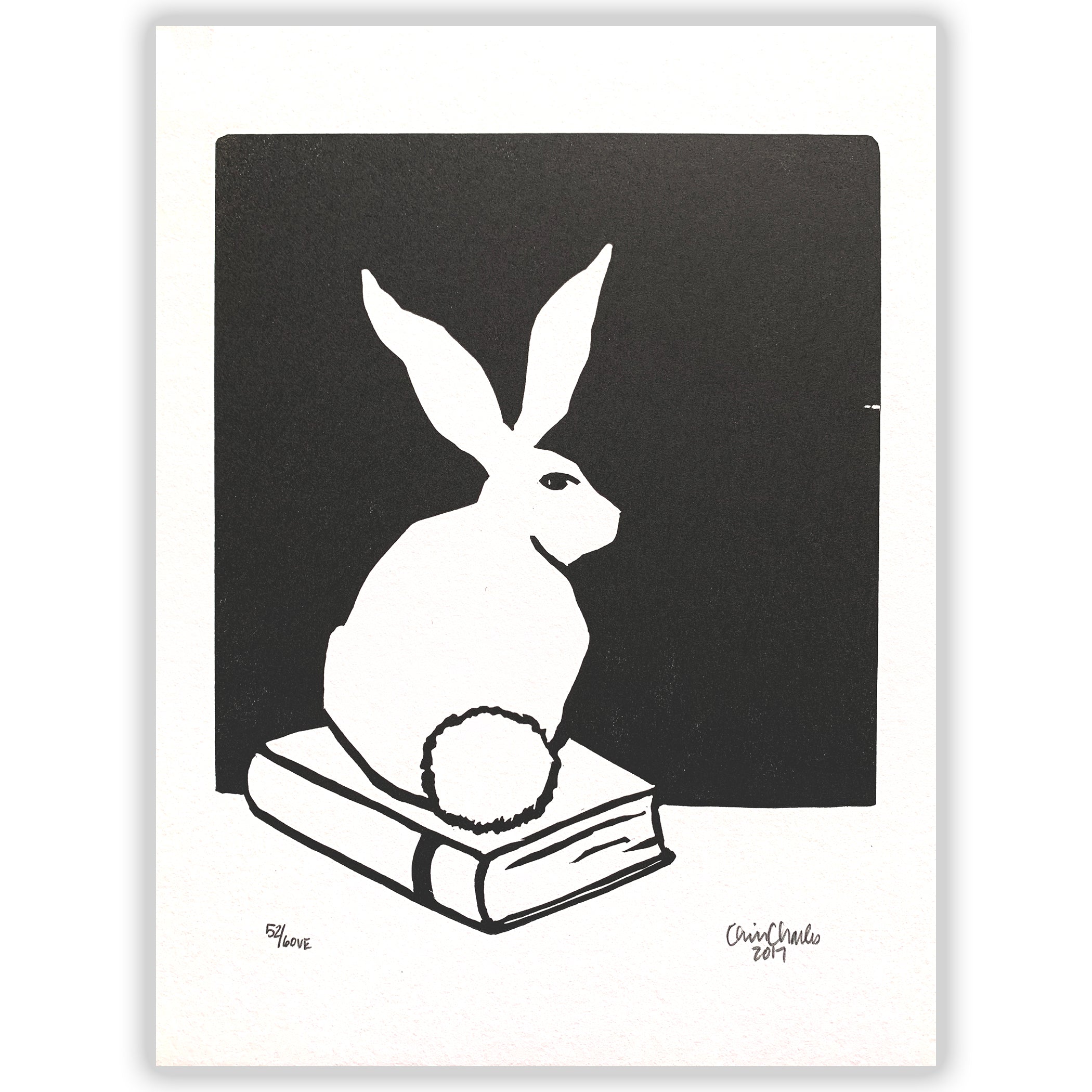 Cat with Stripes and Circles, Linocut Fine Art Print – Moon Rabbit Press