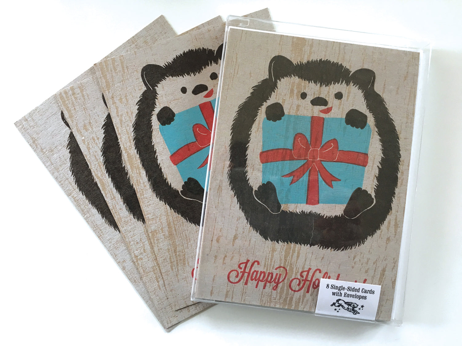 hedgie hedgehog letterpress holiday card printed in Rochester NY