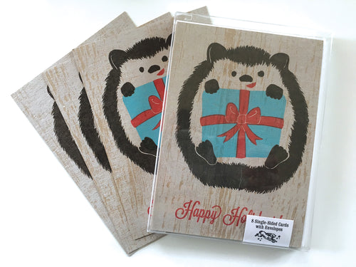 Hedgehog Holiday Card, 8-Pack, Letterpress Printed, single-sided, 5x7