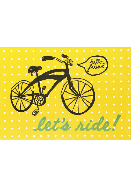 Let's Ride bicycle letterpress print