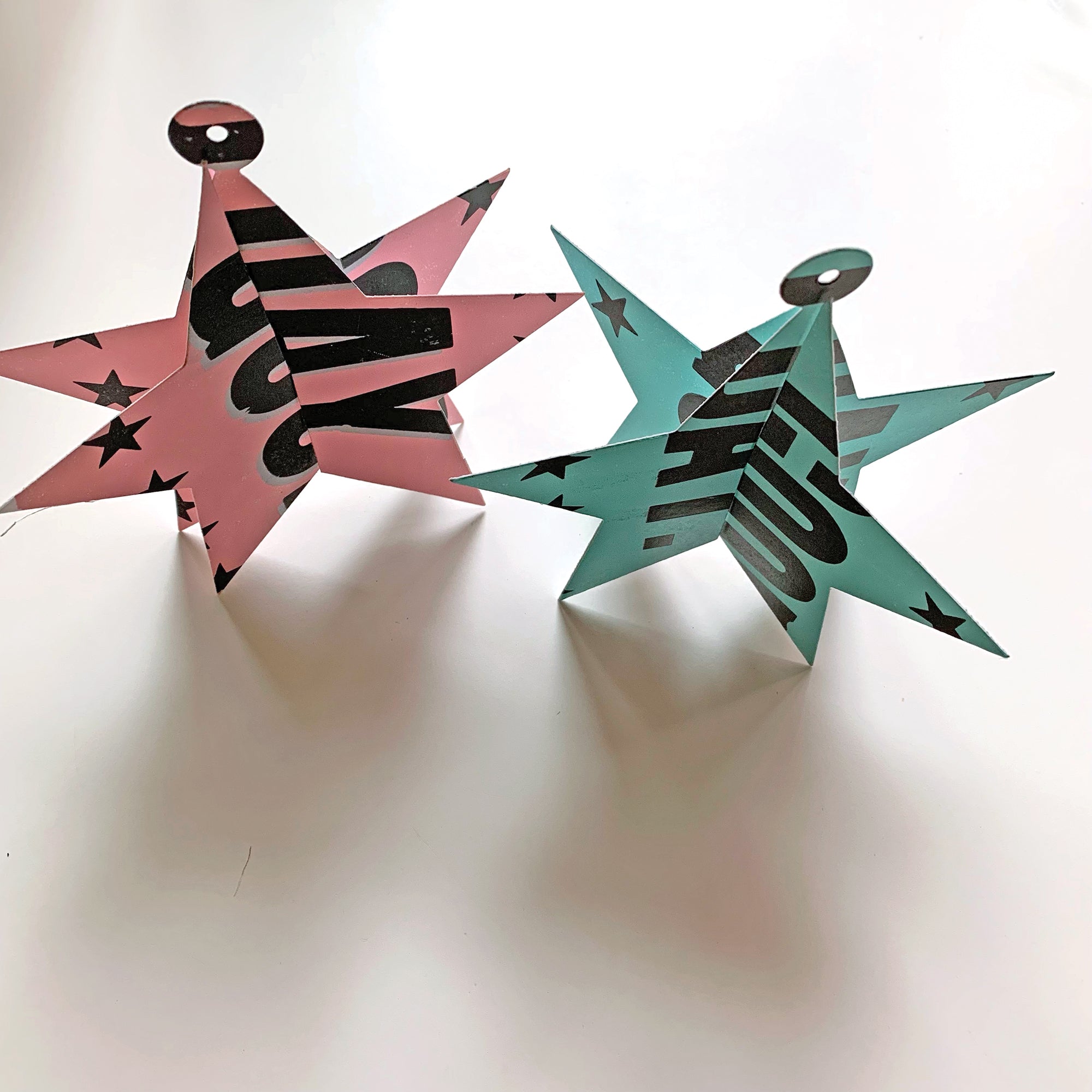 Star Ornament 3 Pack, Hand Printed Letterpress