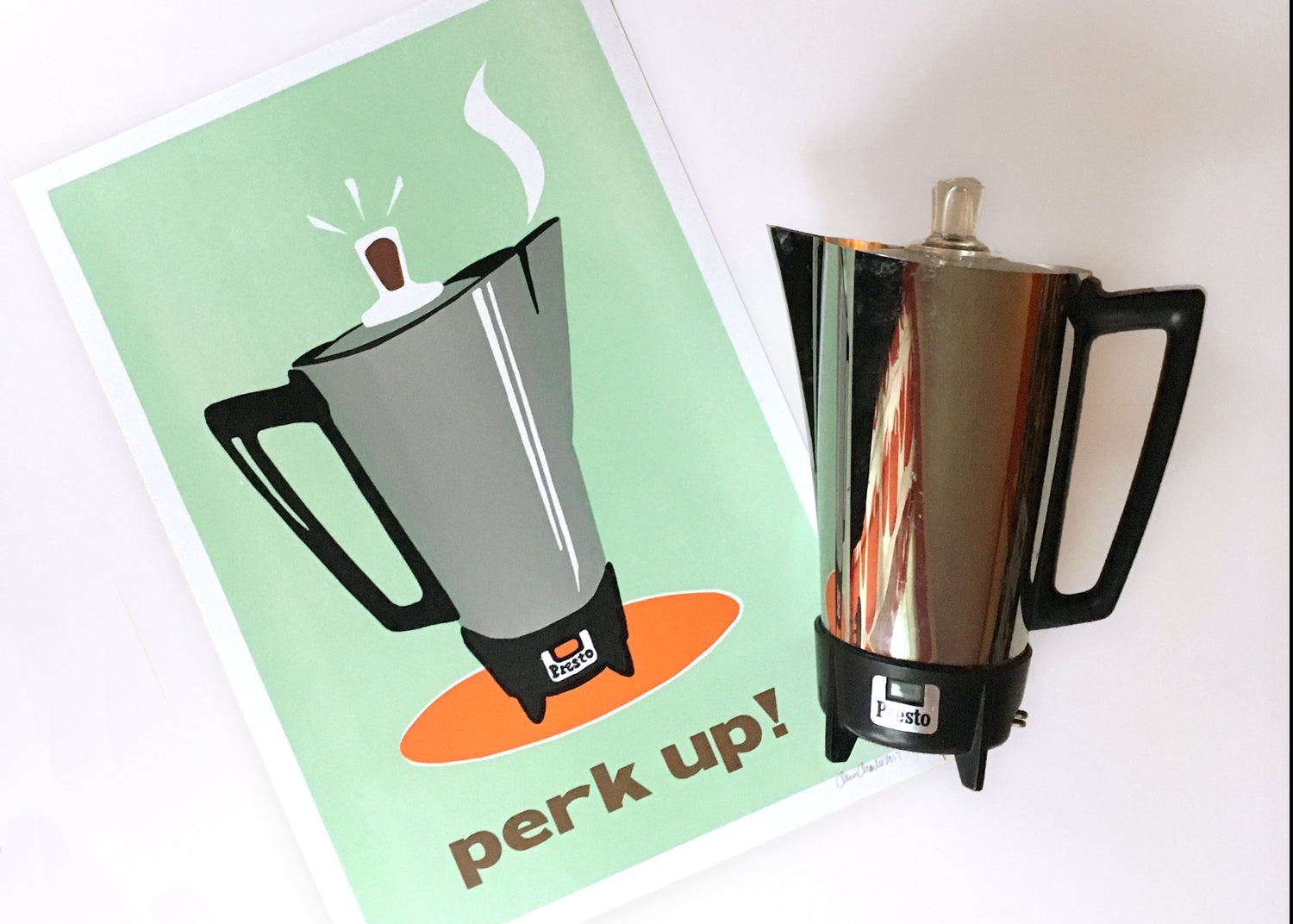 perk up! • Letterpress and Linocut Fine Art Print