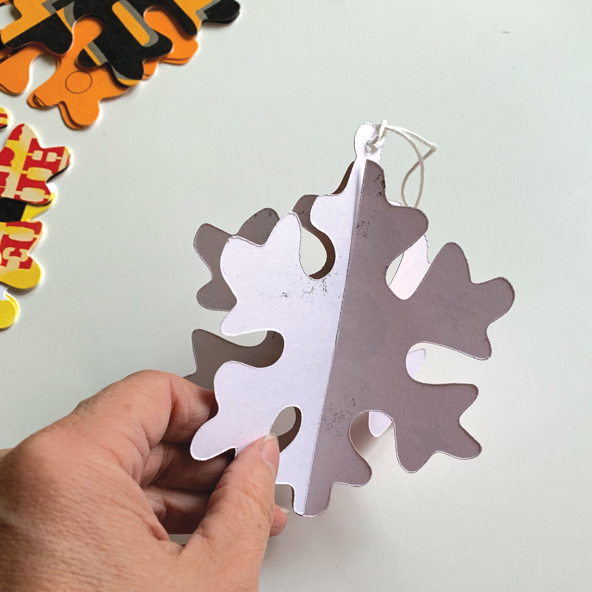 Snowflake Ornament 3 Pack, Hand Printed Letterpress