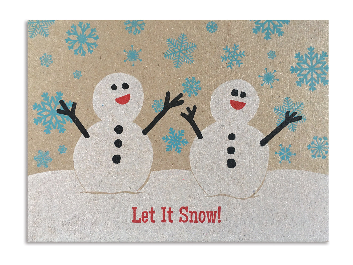 snowman let it snow letterpress holiday card printed in Rochester NY