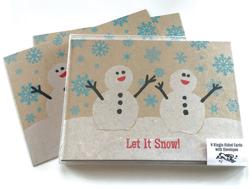 Snowmen Holiday Card, 8-Pack, Letterpress Printed, single-sided, 5x7
