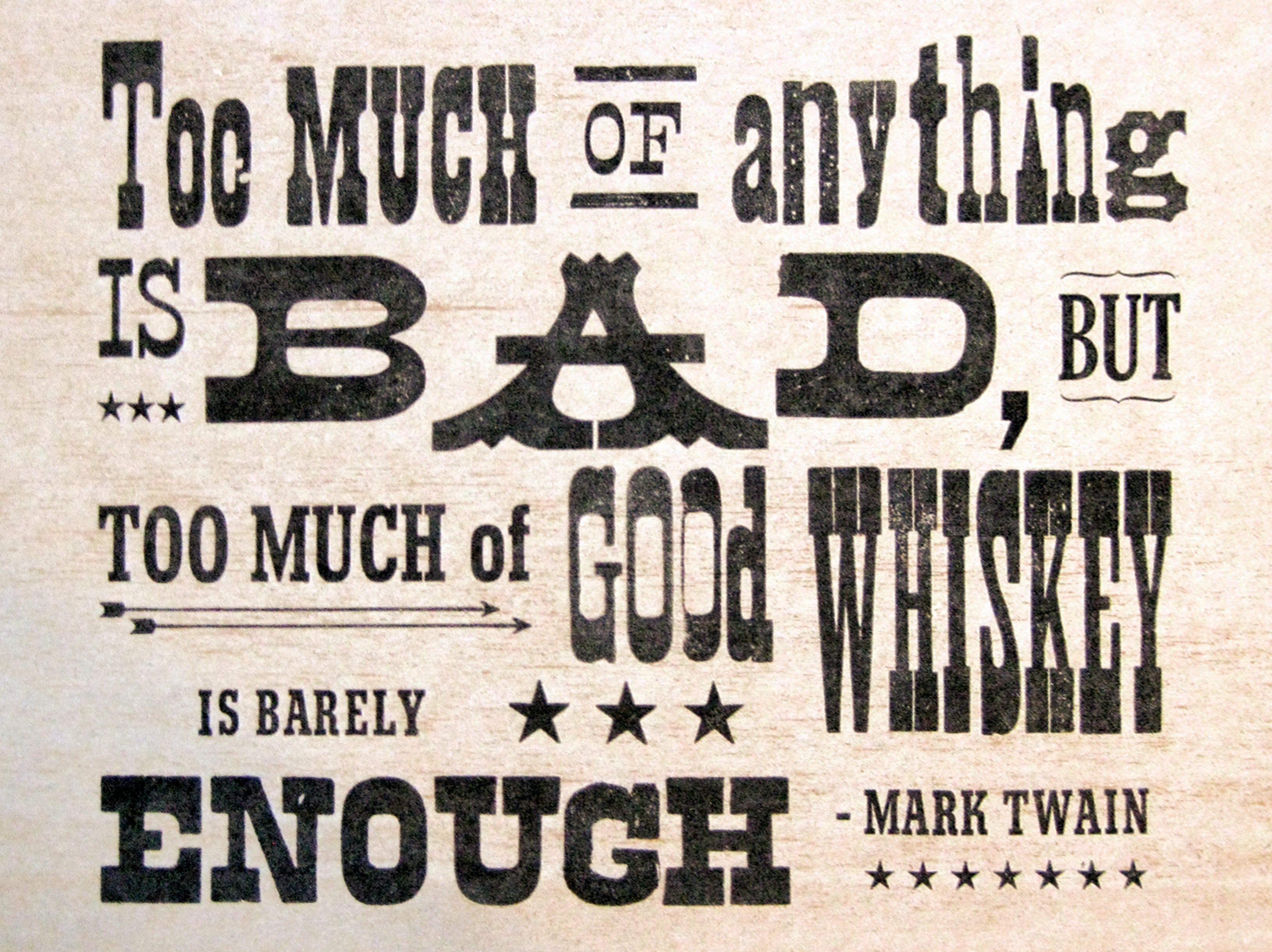 Mark Twain Whiskey Quote 5" x 7" Print